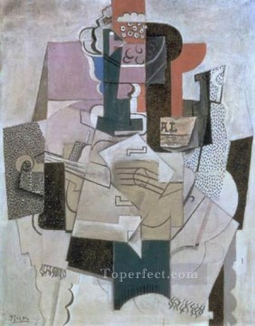  Bouteille Pintura - Compotier Violín Bouteille 1914 Cubismo